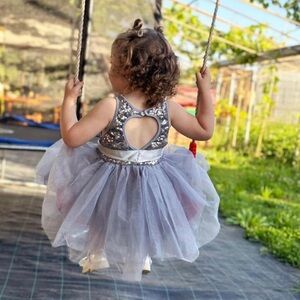 Silver and White baby Tutu Dress‎